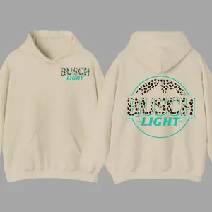 Busch Light Hoodie - Wild Leopard Print with Bold Busch Logo, Unisex Style for Animal Print Lovers, Beer Enthusiasts