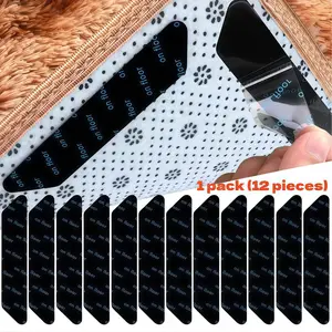 Invisible Creative Trapezium Floor MatSticker, 12 Counts/set Non-slip Reusable RugPad Gripper, elf-adhesive Carpet Pad forHome Carpet Floor Mat