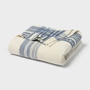 King Yarn Dyed Plaid Cotton Blanket Ivory - Threshold
