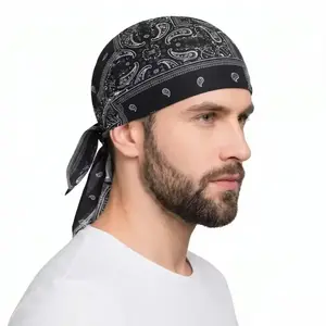 2/5 PCS Paisley Bandana Durags, Adjustable Tie-BackHead Wrap Breathable Biker Hat, Quick-Dry Helmet Liner,Unisex Daily Wear Ideal Father's Day Gift