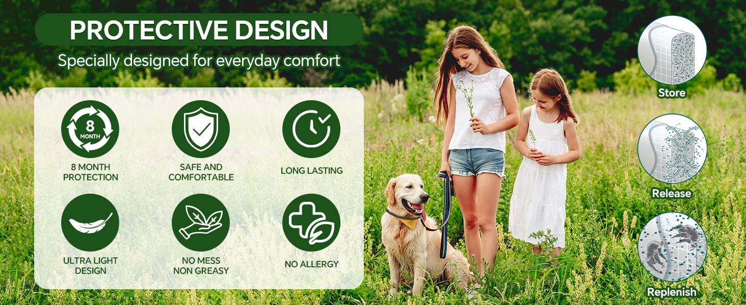 Dog & Cat Flea and Tick Prevention Collar with Natural Essential Oil, 4 Pcs Flea, Tick, Larvae Repellent Collars for Dogs Cats 32 Months Protection, Waterproof Adjustable Collar One Size Fits All Sizes Breeds, Odorless & Non-Greasy