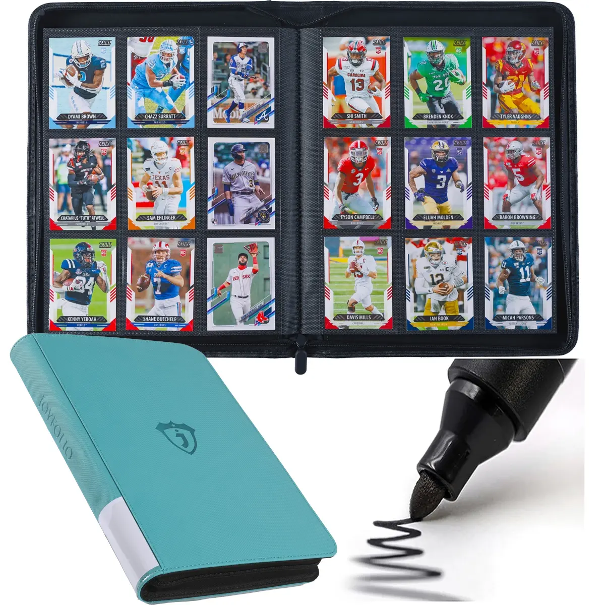 Joyfolio Premium 360-Pocket Trading Card Binder, Trading Card Storage, Trading Card Organizer, 9-Pocket, Waterproof PU-Leather Cover Album With Side Loading, Holds Gaming, Baseball, Basketball & Sports Cards