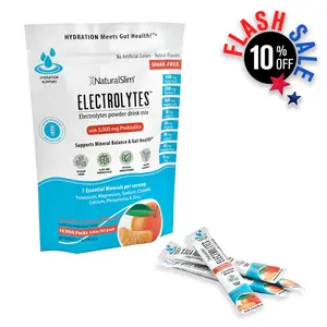 NaturalSlim Electrolytes™ Mandarin Orange Fitness Endurance Supplement Essential Minerals Supplement Hydrating Vitamins Stick Digestive Enzymes Probiotic Antioxidant Water Enhancer