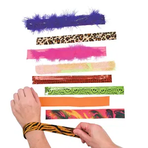 9 1/2" Bulk 100 Pc. Patterned & Textured Plastic Slap Bracelet Assortment