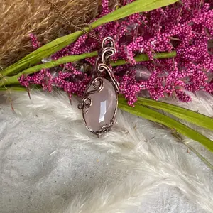 Natural Rose Quartz Pendant Wrapped in Antique Copper for Emotional and Relationship Healing