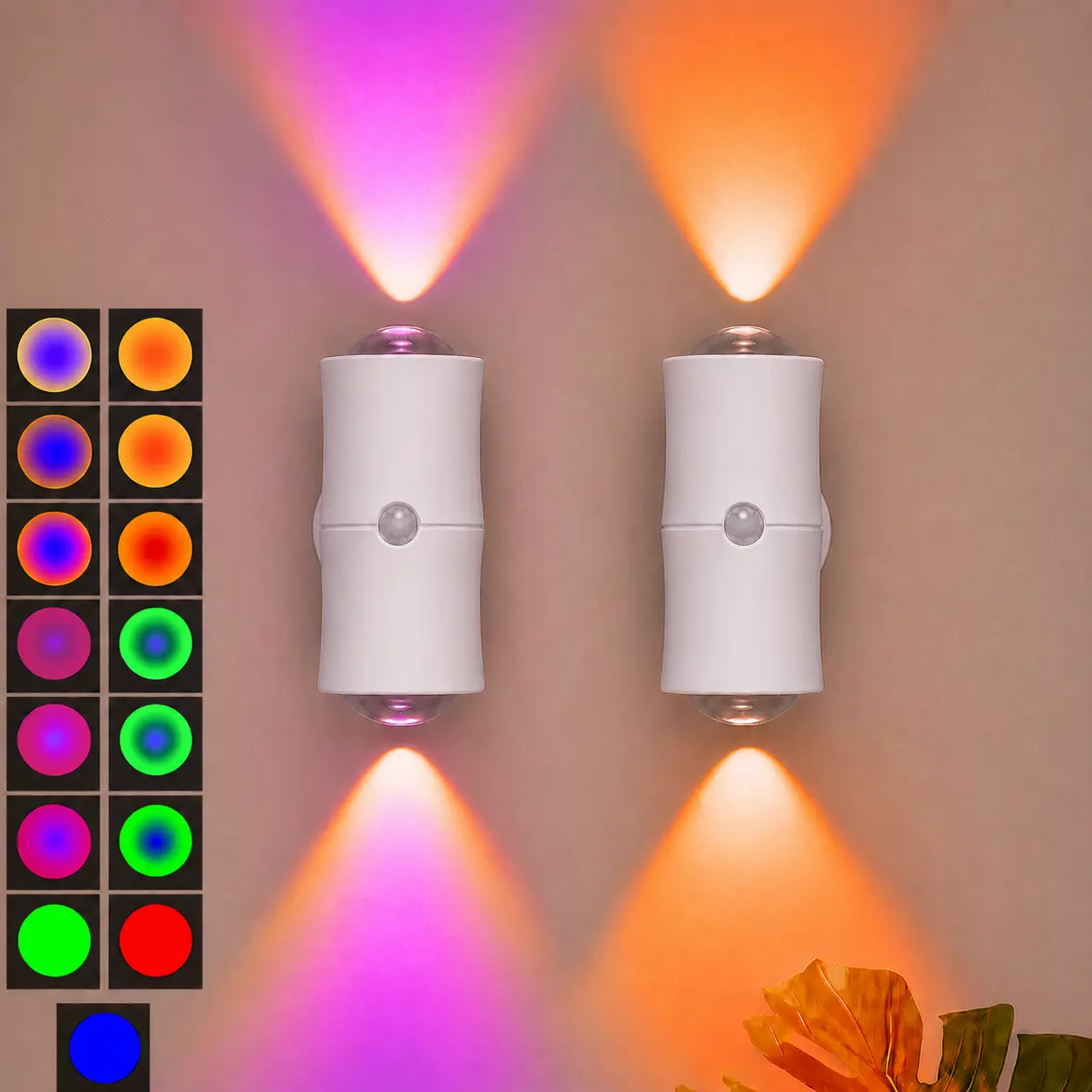 DALRIVO USB Rechargeable Smart LED Motion Sensor Night Light, RGB Gradient Ambient Wall Light, Magnetic Stick-On Mount for Bedroom, Hallway & Stairs