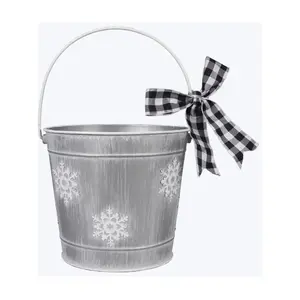 Young's Metal Christmas Snow Bucket, Set of 2