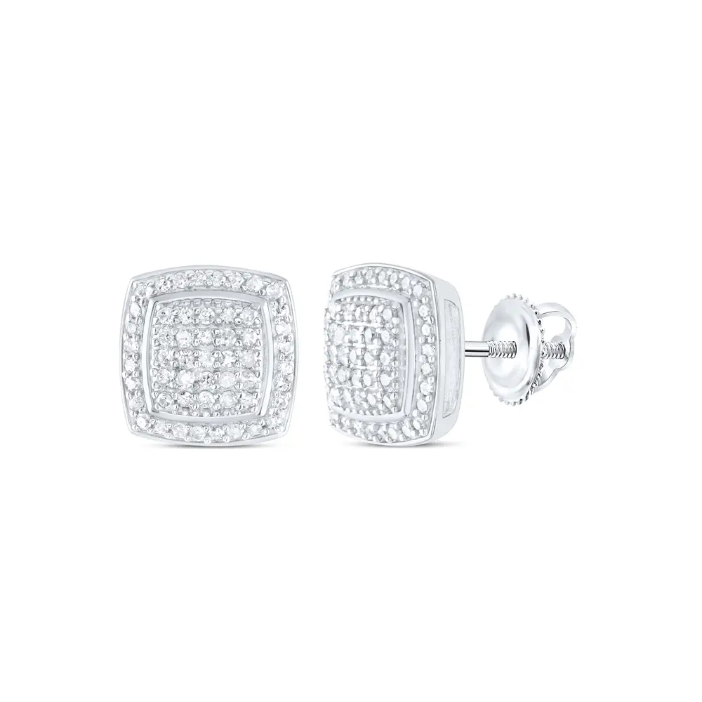 Unisex Adults' 0.33 Ctw Natural Cushion Diamond Earrings, Clarity I2, Color G-H (Near Colorless), Crafted in 925 Sterling Silver