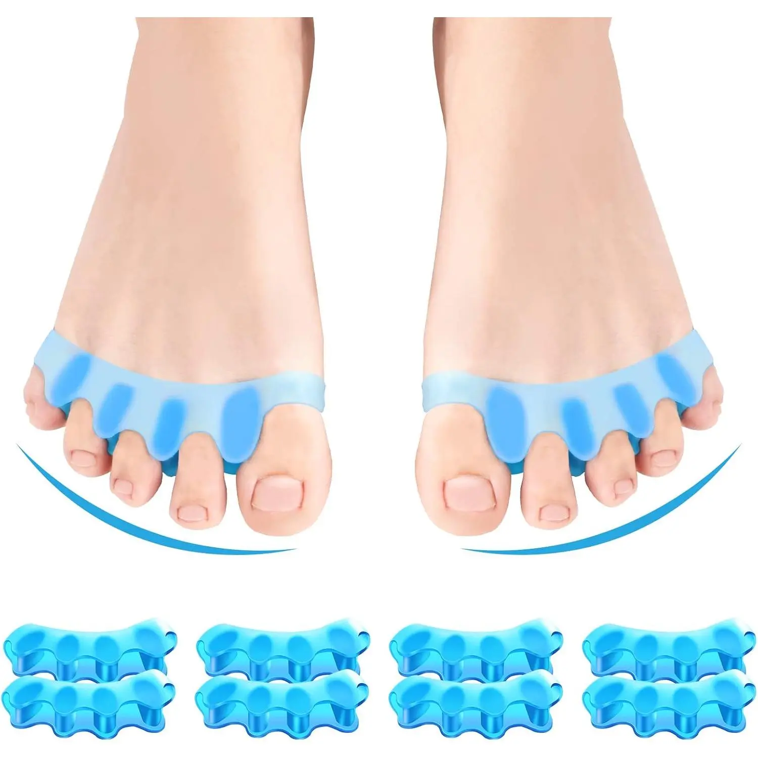 8 PCS Professional Toe Separators. Juzure Silicone Toe Spacers to Correct Bunions and Restore Toes to Their Original Shape for Women Men. Toe Correctors/Toe Straightener/Toe Stretcher/Toe Spacers
