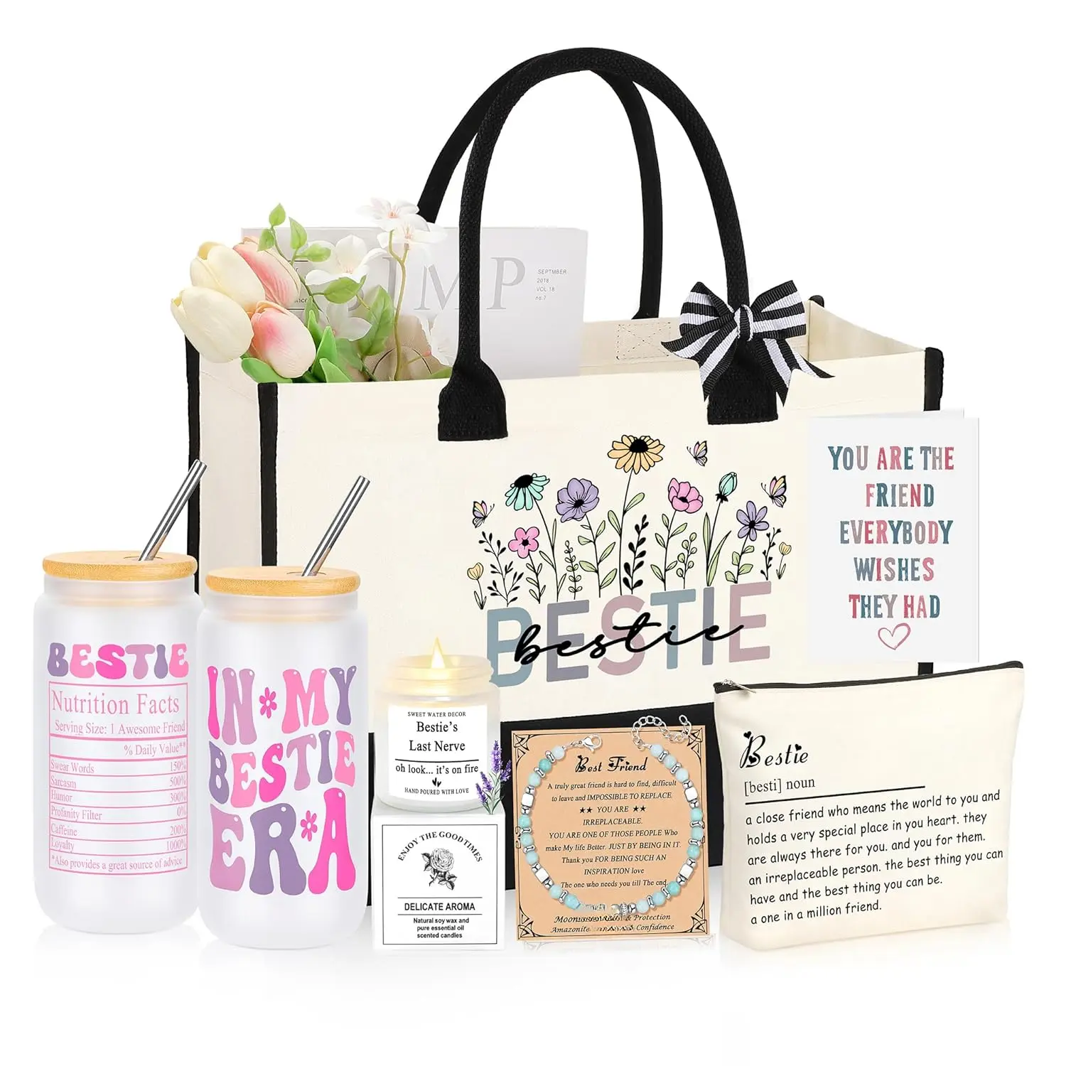 Friend Bestie Birthday Gifts for Women, Friendship Gifts for  Friend Woman, Christmas Mothers Day Valentines Bestie  Friends Ideas Gifts Basket Set of 6
