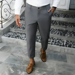 Mens Cropped Dress Pants, Lightweight Business Casual Trousers, Perfect for Office & Weekend
