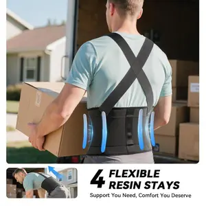 Work Back Brace for Men & Women, Adjustable Lower Back Support Belt with Suspenders for Back Pain Relief, Moving Construction Warehouse Heavy Lifting Safety & Protection