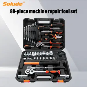 80 Piece Set Of Machine Repair Tools  Comprehensive Household Hardware Kit - Durable Carbon Steel Manual Toolkit for DIY Projects and Home Repairs - Ideal for Handymen and Homeowners