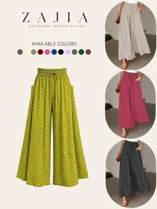 Women's Fashionable Skirts & Pants, Trendy Drawstring Wide Leg High Waist Dot Design, Perfect for Daily Wear, Comfortable & Stylish for Every Occasion