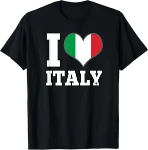 100% Cotton I Love Italy T-Shirt Heart Flag Tee T-Shirt
