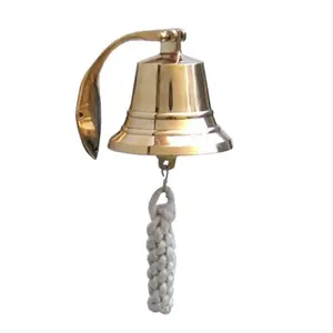 212 MAIN 4 in. Solid Brass Nautical Hanging Harbor Bell - Handcrafted Functional Decorative Accent with Hanger, Hangable Decoration, Ornaments for Room Decorations
