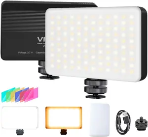VL120 LED on Camera Video Light,Mini Bi-Color Portable Photography Lighting w 6 Color Filters, 3100mAh Rechargeable CRI 95+ 3200K-6500K Dimmable LED Panel Light for DSLR Camera