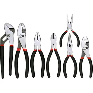 7-piece Utility Pliers Set, Includes Slip Joint, Long Nose, Diagonal, Groove Joint, Linesman, and Mini Long Nose Pliers, Dipped Handle