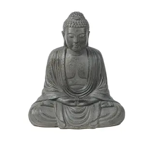 LuxenHome Gray MgO Meditating 17" H Buddha Garden Statue