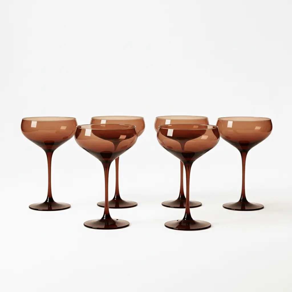 Mahogany Champagne Coupes – Set of 6