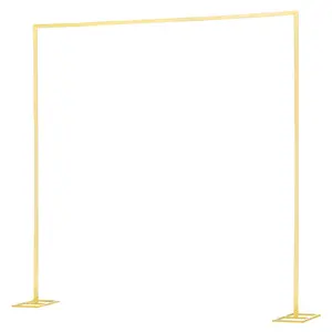 Arch Backdrop Stand, 8 x 8 ft, Stable Structure, Easy Assembly, Square Gold Metal Arch Backdrop Stand for Wedding, Birthday Party, Graduation, Holiday Celebration, and Ceremony Decoration