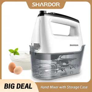 SHARDOR Electric Hand Mixer, 6-Speed and Turbo Handheld Mixer, 5 Stainless Steel Attachments, Electric Whisk for Kitchen Baking, Snap-On Storage Case Appliances Home