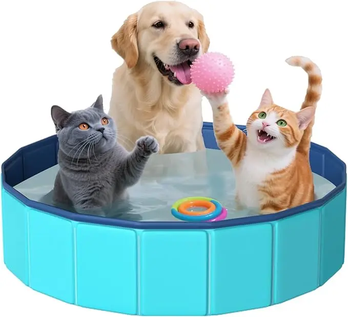 Foldable Inflatable Swimming Pool for Dogs, Portable PVC Pet Pool with Non-Slip Durable Design, Easy Setup & Storage for Small to Medium Pets Inflatable Pool Float Inflatable Pool Floaters