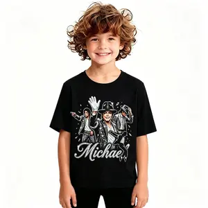 Retro Michael Jackson King of Pop Washed Graphic T-Shirt, Vintage Halftone Music Streetwear Tee for Men Women Youth, Oversized Cotton Y2K Fashion Shirt, Trendy Birthday Christmas Holiday Gift for Music Fans