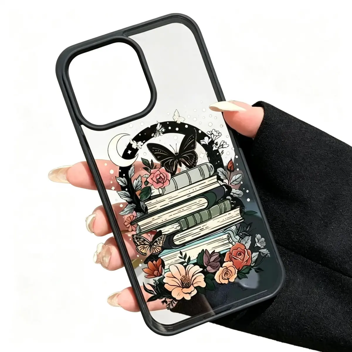 Moonlight Flower Pattern Magnetic Phone Case Supports Wireless Charging for iPhone 17 16 15 14 Pro Max 13 12 11  XS  AIR Plus  Shockproof Non Slip Protection Silicone Transparent Acrylic Cover Cellphone Protective Smartphone Casing iPhone  case