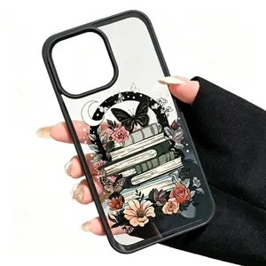 Moonlight Flower Pattern Magnetic Phone Case Supports Wireless Charging for iPhone 17 16 15 14 Pro Max 13 12 11  XS  AIR Plus  Shockproof Non Slip Protection Silicone Transparent Acrylic Cover Cellphone Protective Smartphone Casing iPhone  case