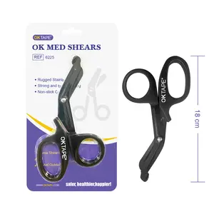 OK TAPE Shears - Bandage Scissors，Medical Scissors, EMT Trauma Shears, Non-Stick Scissors, First Aid Outdoor Stainless Steel Teflon, Black Handle and Black Coated Blades, 1 Packs