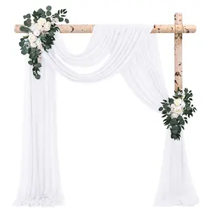 2/4/8 PC Wedding Arch Draping Fabric 28" x 20Ft Chiffon Sheer Backdrop Curtain for Ceremony Arch, Stage, Church, Party Backdrop, Ceiling Decor Balloon Light