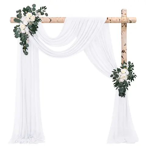 2/4 PC Wedding Arch Draping Fabric 28" x 20Ft Chiffon Sheer Backdrop Curtain for Ceremony Arch, Stage, Church, Party Backdrop, Ceiling Decor Balloon Light，#Outdoor gathering gear #Back-to-school #Halloween