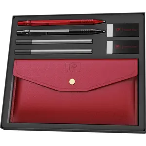 - 0.5mm Metal Mechanical cil Set with Lead Refills & Erasers, 2 Pack, 2x Tubes Lead Refill, 2x Erasers, Red Faux Leather cil Case for School Supplies, Note Taking, Drawing, Sketching