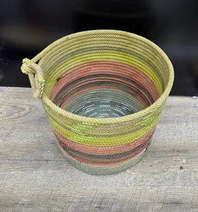 Western Lariat Rope Basket - Three Ropes Total Strong Build Guaranteed Last Years Colorful Striped Design