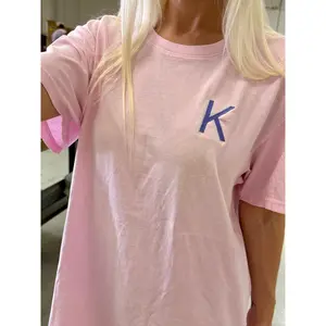 Pink Petal Embroidered Initial Tee (S-XL)