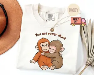 Comfort Colors® Viral Punch Monkey Shirt, Cute Baby Monkey Hugging Plush Toy Graphic Tee, Emotional Animal Lover Gift, Soft Vintage Washed Unisex T-Shirt, Cozy Aesthetic Monkey Meme Shirt