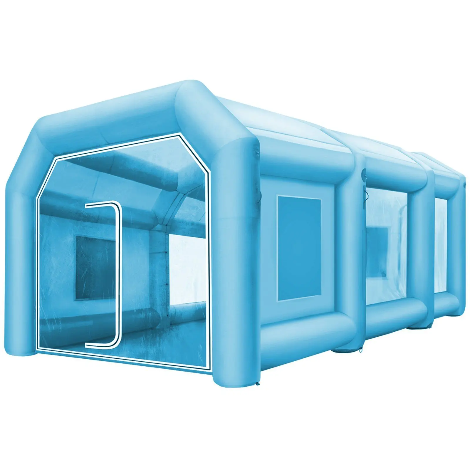 VEVOR Oxford PVC Inflatable Car Paint Booth Tent, 33x16.4x11.5ft, Detail-Oriented Design, Detachable Filtration Windows, 2 Blowers for Auto Spraying (Tools & Hardware), Attention To Detail Design