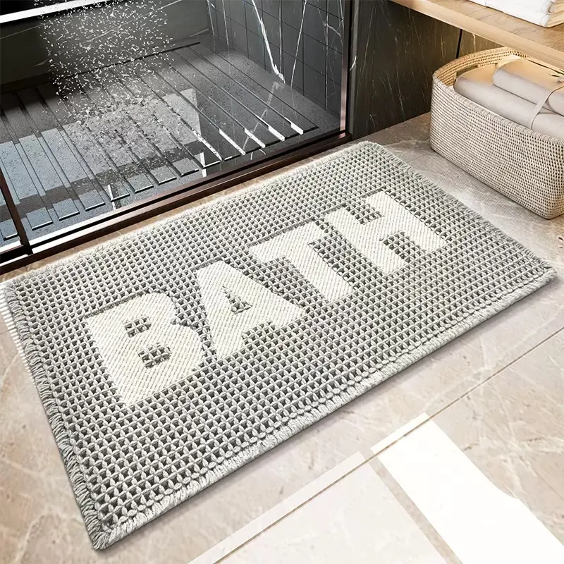 Ultra-Soft Non-Slip Waffle Bathroom Mat, Bathmat, Bathroom Floor Mat, Bath Rug, Water Absorbent Plaid Design, Braided Carpet, Ideal for Bathrooms & Showers