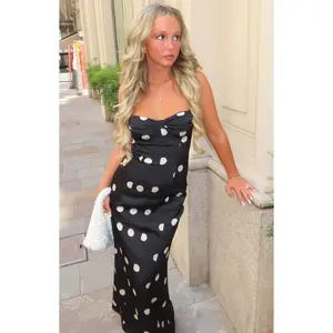 Smith Black Satin Spot Maxi Dress
