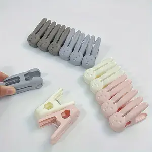 12 Cute Rabbit-Shape Laundry Clips, Thickened Windproof Plastic Clamps with Strong Fixation, Soft Colors Suitable for Rooms, Dormitories, and Balconies, Durable and Multi-functional Laundry Clips