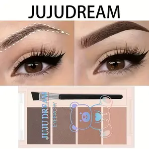 4-Color Brow Powder - 3D Feathered Brows with Universal Skin Tone Match, Clump-Free Long-Lasting Formula, Beginner-Friendly Compact & Dual-Ended Brush for Multi-Purpose Use​