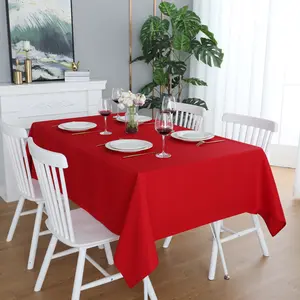 Red Rectangle Tablecloth Wrinkle Free Waterproof Polyester Table Cloths Spillproof Heavy Duty and Washable Table Cover for Party, Banquet, Indoor and Outdoor-Square/Rectangular