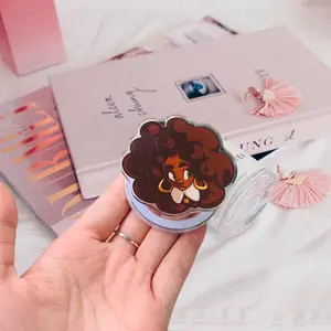 Cool Anime Manga Acrylic Phone Grip | Clear Griptok Character Art Smartphone Collapsible Socket | Universal High Sticky Adhesive Desktop View Finger Grip Stand