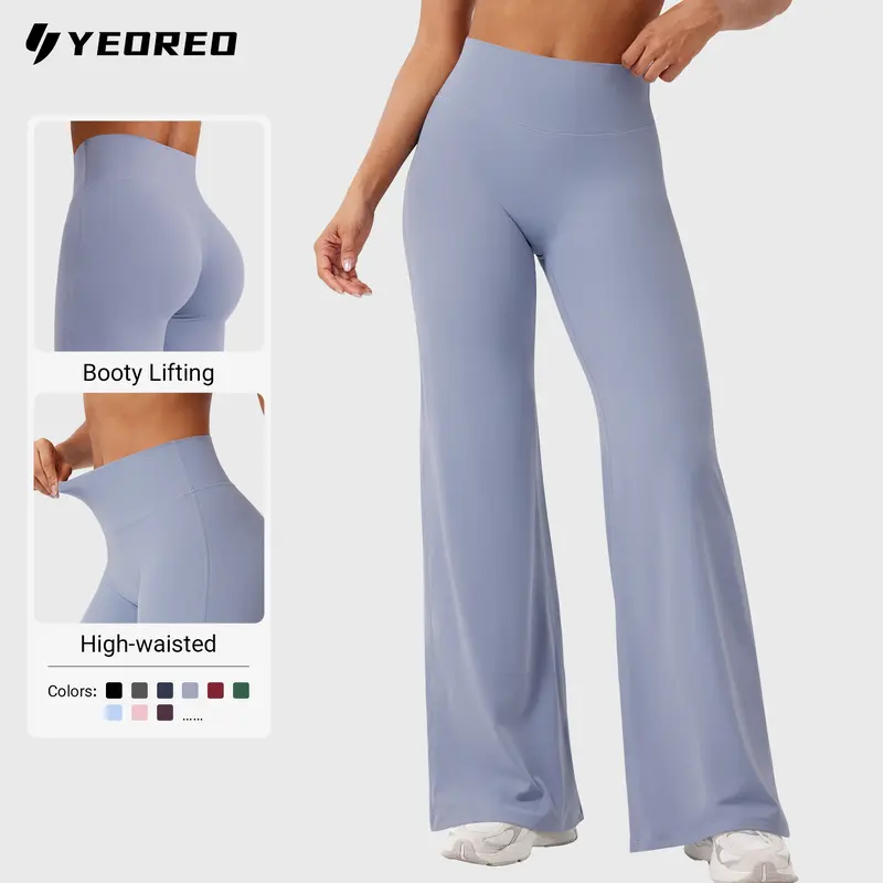 YEOREO Women's Ease Everyday Active Leggings - High Waist, No Front Seam, Buttery Fabric, V-Back Contour, Booty Lifting, Wide Straight Leg, 29"/31.5"/33"/35" Inseam for Gym Yoga
