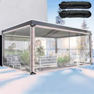 Clear Plastic Tarp Curtain With Grommets Waterproof Polyethylene Cover For Outdoor Garden Patio Plant Greenhouse Protection Heavy Duty Transparent Tarps For Camping Caravan Wind And Snow Shield