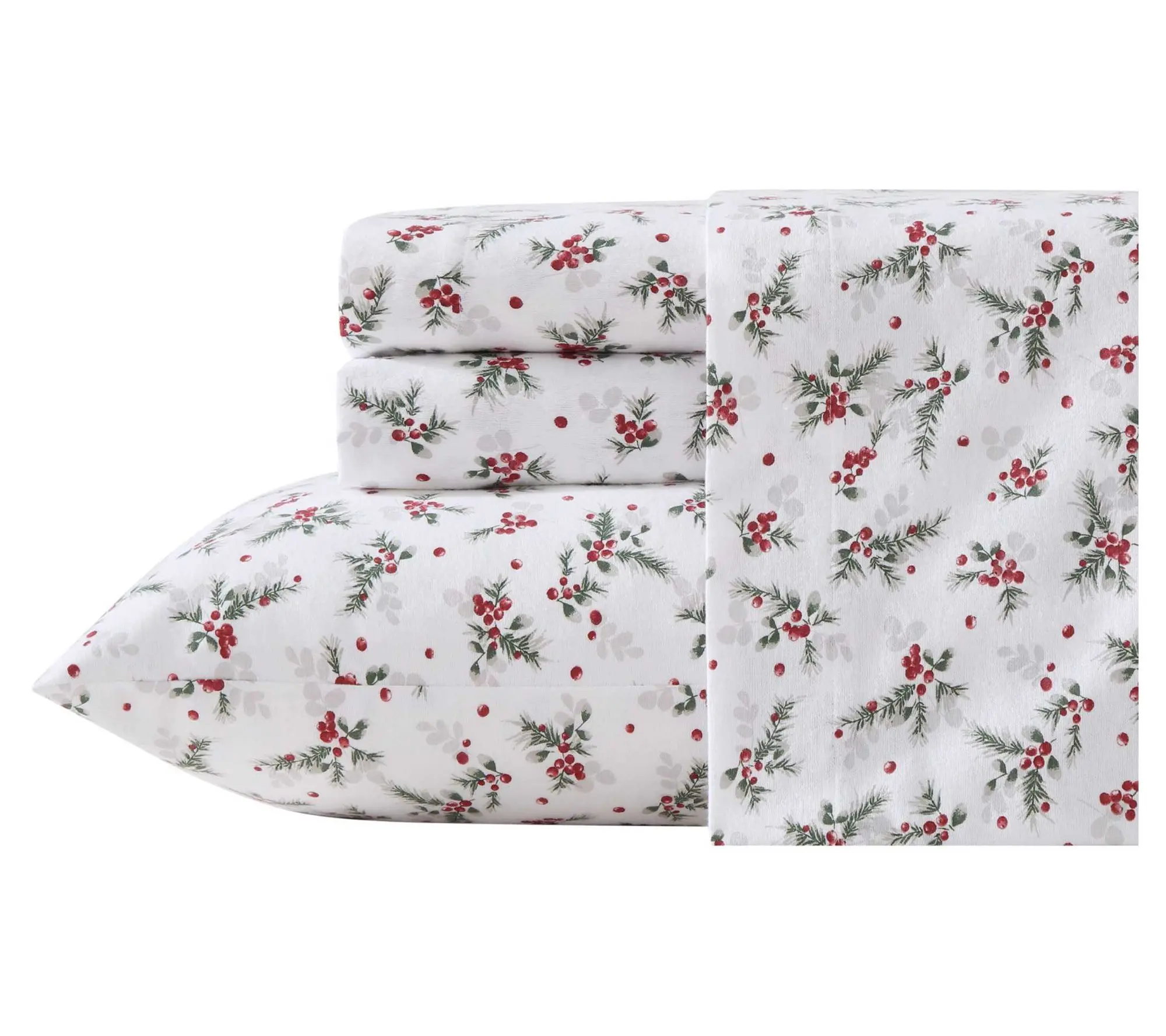 Laura Ashley Berry Bright Red Cotton Flannel Full Sheet Set