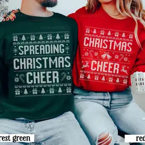 Couples Ugly Christmas Sweatshirt, Adult Humor Christmas Sweatshirt, Funny Matching Couple Christmas Sweatshirt, Ugly Sweater Party Holiday Outfit, Spreading Christmas Cheer Matching Sweatshirt Set, Christmas Cheer Couple Crewnecks Sweatshirt