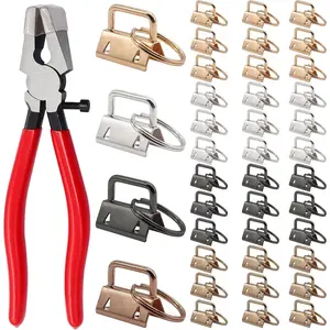40 Sets Key Fob Hardware with Key Fob Plier Glass Running Pliers for Wristlet Key Fobs/Key Lanyard/Key Chain Hardware InstallK-082-40