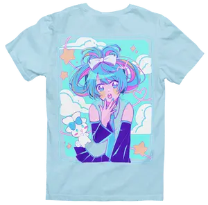 MIKUxCINNAMOROLL Kawaii Cute Anime Shirt (100% Cotton & Artist Handmade)